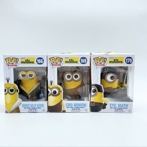 Funko Pop Movies Minions Lot 3 Kevin #166 | Cro-Minion #169 | Eye, Matie #170